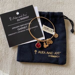 Alex and Ani GARNET birthstone with Mickey Charm bangle NWT